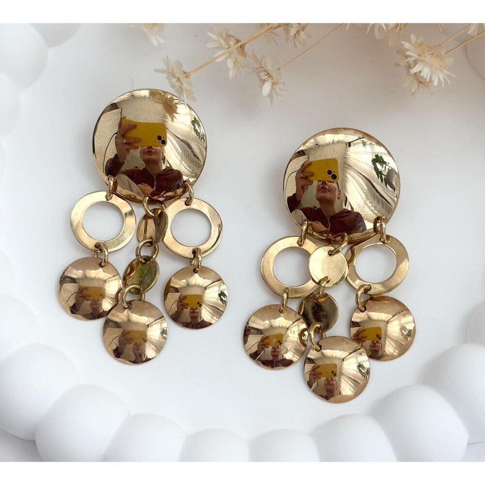 Sandy Baker Sterling Silver Vintage Gold T Vermeil Chandelier Earrings